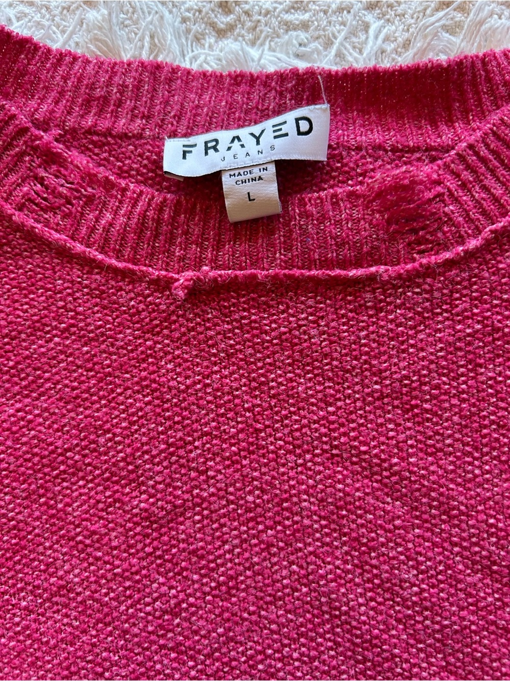 Frayed Jeans Distressed Crewneck Sweater - Women - Picture 3 of 9